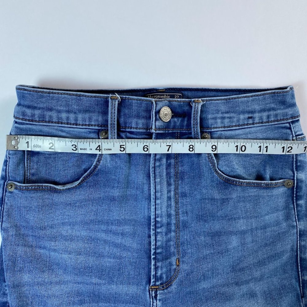 Abercrombie & Fitch, blue Ultra High Rise Super Skinny raw hem jeans, size 4/27 - Picture 7 of 9